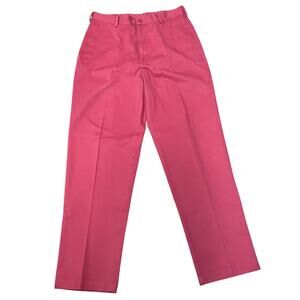Lands End Mens Solid Salmon Pink Flat Front Khaki Chino Pants Size 32Wx32L